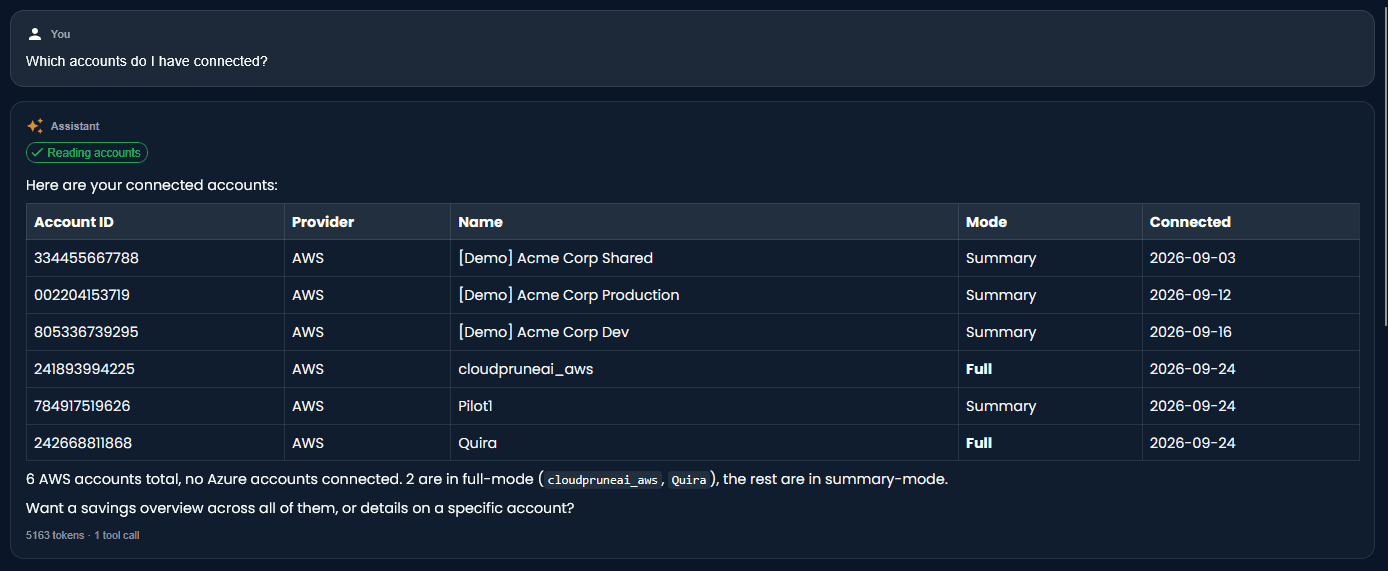 Which accounts do I have connected?